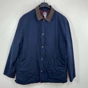 Vintage GAP Factory Chore Jacket Mens XXL Navy Cotton Workwear Plaid Lined